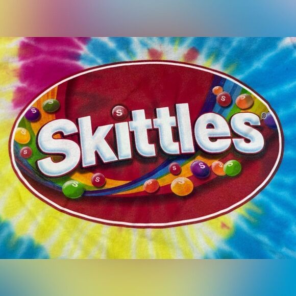 Skittles Crop Graphic T-shirt Women Small Multicolor Tie Dye Short Sleeve - Picture 2 of 5